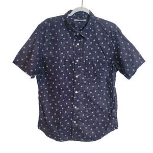 Outerknown Peace Sign Print Organic Cotton Button Up Shirt Men's Size Large Slim